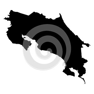 Costa Rica Black Map.