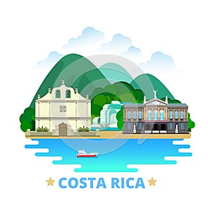 Costa Rica country design template Flat cartoon st