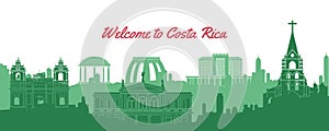 Costa Rica famous landmark silhouette style