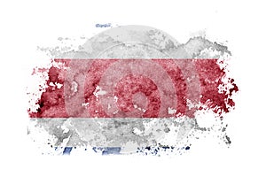 Costa Rica flag background painted on white paper with watercolor