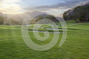 Costa Rica Golf Course with Bright Sun Beams