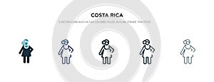 Costa rica icon in different style vector illustration. two colored and black costa rica vector icons designed in filled, outline