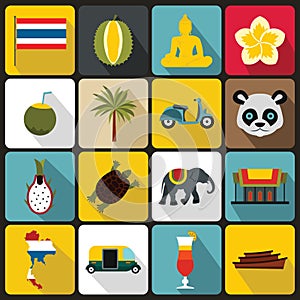 Costa Rica icons set, flat ctyle