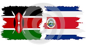 Costa Rica and Kenya grunge flags connection vector