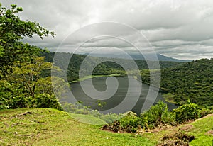 Costa Rica - Laguna Hule, volcano crater with the water lake and green rainforest, near Arenal volcano, Alajuela, Rio Cuarto, photo