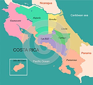 Costa Rica Map.