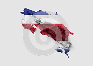 Costa Rica Map Costa Rica Flag Shaded relief Color Height map on white Background 3d illustration