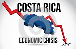 Costa Rica Map Financial Crisis Economic Collapse Market Crash Global Meltdown Vector