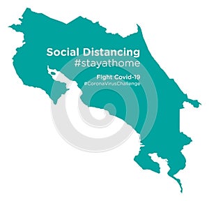 Costa Rica map with Social Distancing #stayathome tag