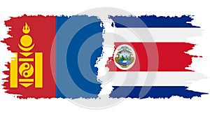 Costa Rica and Mongolia grunge flags connection vector