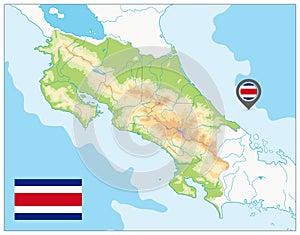 Costa Rica Physical Map. No text