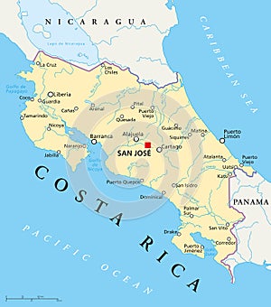 Costa Rica Political Map