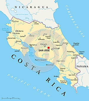 Costa Rica Political Map photo