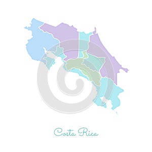 Costa Rica region map: colorful with white.