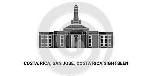 Costa Rica, San Jose, Costa Rica Sightseen travel landmark vector illustration