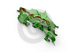 Costa Rica Topographic Map 3d realistic map Color 3d illustration