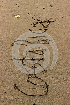 Costa Rica is written in the sand. photo
