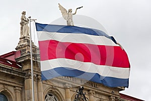 Costa Rican flag and National Theater