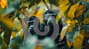 Costa rican jungle howler monkeys amid lush foliage, dynamic wildlife in hyperrealistic detail