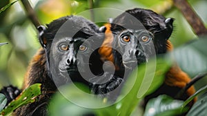 Costa rican jungle vibrant howler monkeys and dynamic wildlife captured in hyperrealistic detail