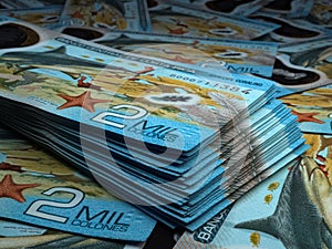 Costa Rican money. Costa Rican colon banknotes. 2000 CRC colones bills photo