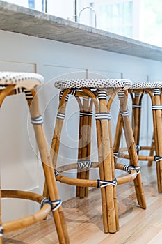 Costal Beach Wicker Stools in Modern Kitchen photo