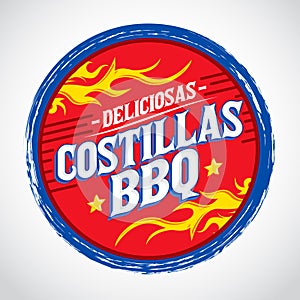 Costillas BBQ Deliciosas - Delicious Barbecue Ribs spanish text