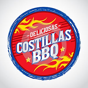 Costillas BBQ Deliciosas - Delicious Barbecue Ribs spanish text photo