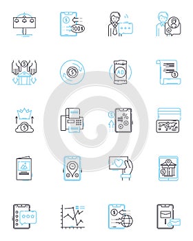 Costly - Expensive linear icons set. Lavish, Splurge, Extravagant, Opulent, Pricy, High-priced, Premium line vector and