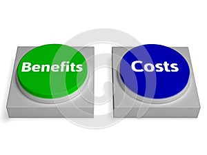 Costs Benefits Buttons Shows Cost Benefit Analysis