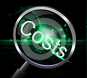 Costs Magnifier Represents Magnification Price And Expenditure photo