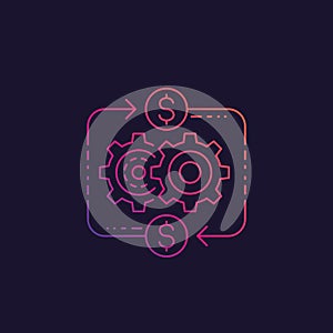 Costs optimization, production efficiency icon