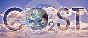The costs of reducing greenhouse gas emissions and presence of CO2 in atmosfere - concept with an Earth image from NASA photo