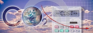 The costs of reducing greenhouse gas emissions and presence of CO2 in atmosfere - concept with an Earth image from NASA