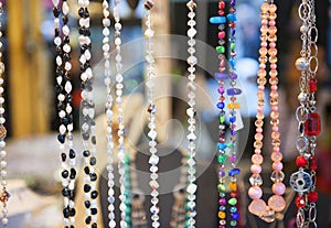 Costume jewelery for sale at the flea market