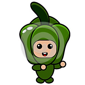 Costume mascot dabbing style green peppers