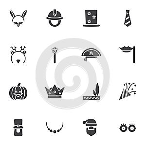 Costume party vector icons set