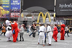 Costumed characters at Times Square, in Manhattan, New York City