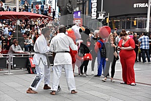 Costumed characters at Times Square, in Manhattan, New York City