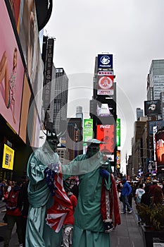 Costumed characters at Times Square, in Manhattan, New York City