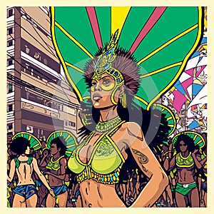 Costumed fictional character representing a fictional samba school