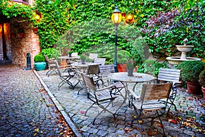 Cosy cafe terrace in Bruges photo