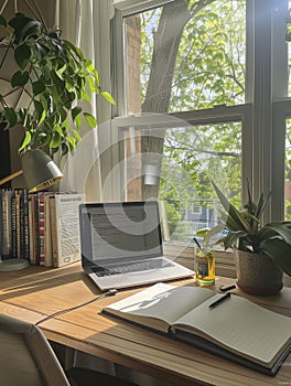 Cosy home office interior. Study or workspace concepts. v3