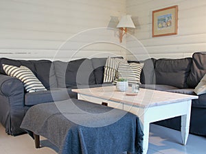 Cosy Large Corner Couch with White Table