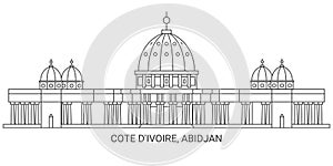 Cote D'ivoire, Abidjan travel landmark vector illustration