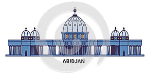 Cote D'ivoire, Abidjan travel landmark vector illustration