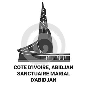 Cote D'ivoire, Abidjansanctuaire Marial D'abidjan travel landmark vector illustration