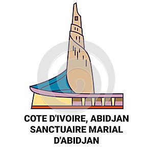 Cote D'ivoire, Abidjansanctuaire Marial D'abidjan travel landmark vector illustration
