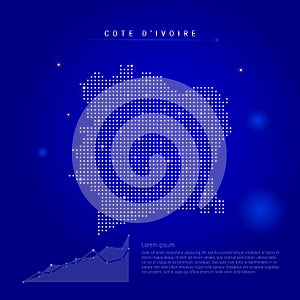 Cote dIvoire illuminated map with glowing dots. Dark blue space background. Vector illustration