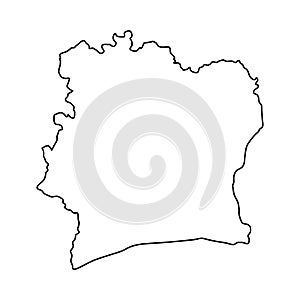 Cote divoire map of black contour curves on white background of